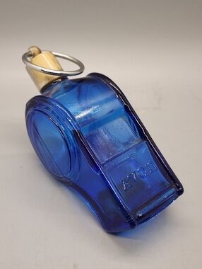 Avon Spicy After Shave Cobalt Blue Glass Whistle Bottle
